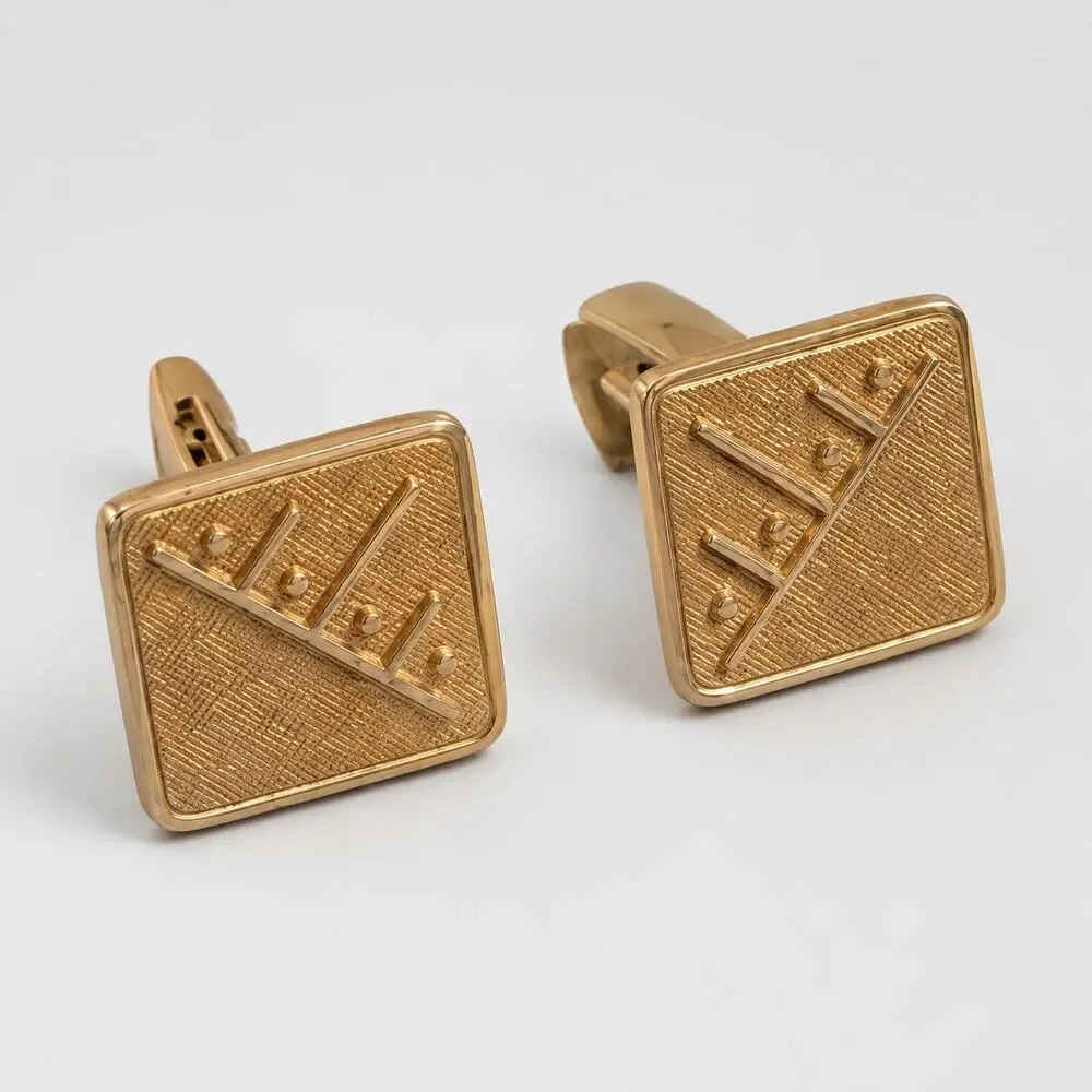 Vintage Silver-Tone Cufflinks Mid-Century‎ Modern Men’s Jewelry 5/8